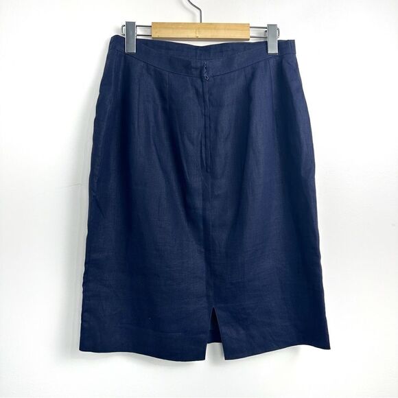 Vintage Guy Laroche Navy flax linen  pencil skirt - Picture 10 of 12